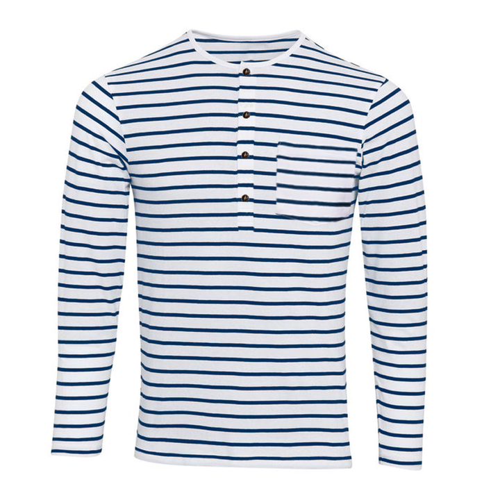Stribet Henley-shirt med lange ærmer - Dorian