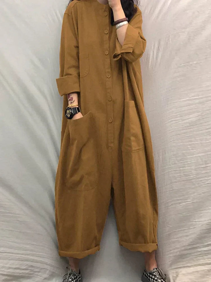 Oversized bomulds-linned jumpsuit med lange ærmer – Amara