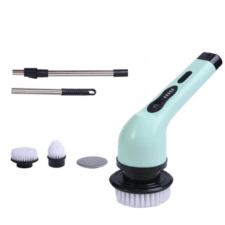 9-in-1 Electric Spin Cleaning Brush with LED Display – 1+1 FREE-Green 3 heads-State of Style