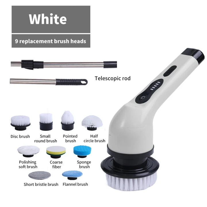 9-in-1 Electric Spin Cleaning Brush with LED Display – 1+1 FREE-White 3 heads-State of Style