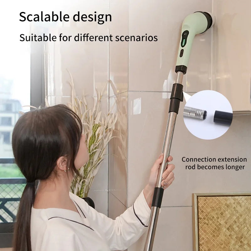 9-in-1 Electric Spin Cleaning Brush with LED Display – 1+1 FREE-White 3 heads-State of Style