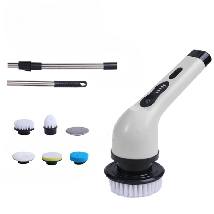 9-in-1 Electric Spin Cleaning Brush with LED Display – 1+1 FREE-White 6 heads-State of Style