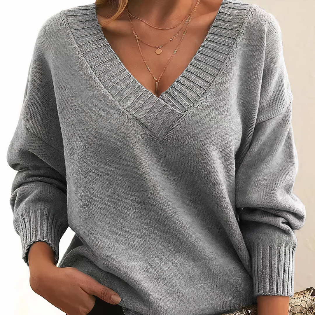 Cashmere damestrik med V-hals – Amira efterårsindtryk