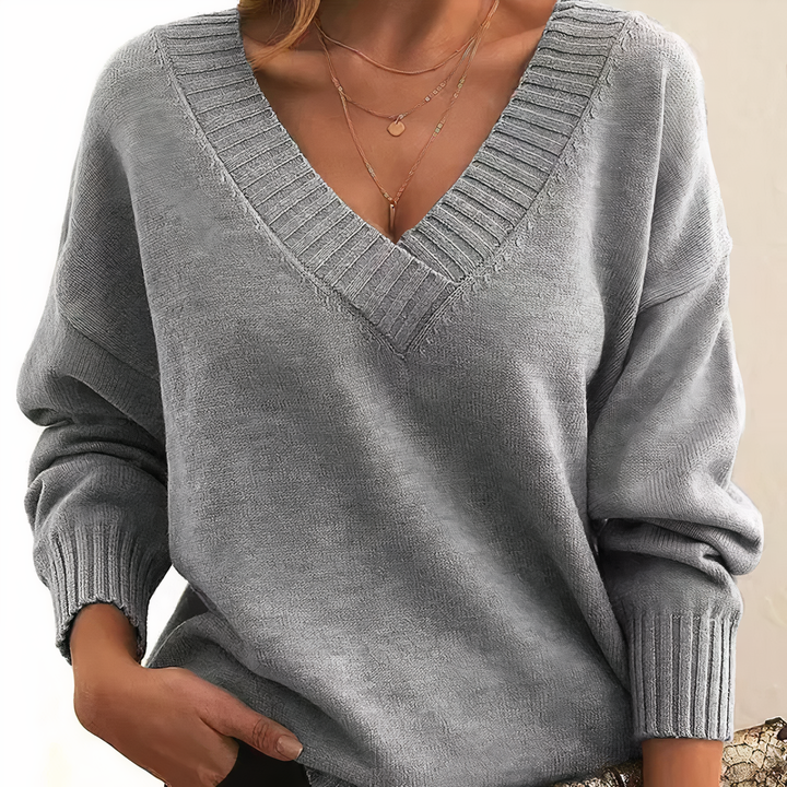 Cashmere damestrik med V-hals – Amira efterårsindtryk