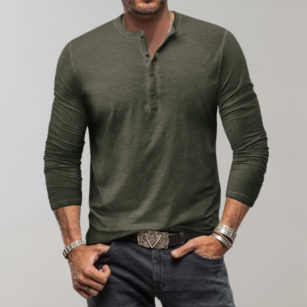 Herre Henley-shirt med lange ærmer – Einar