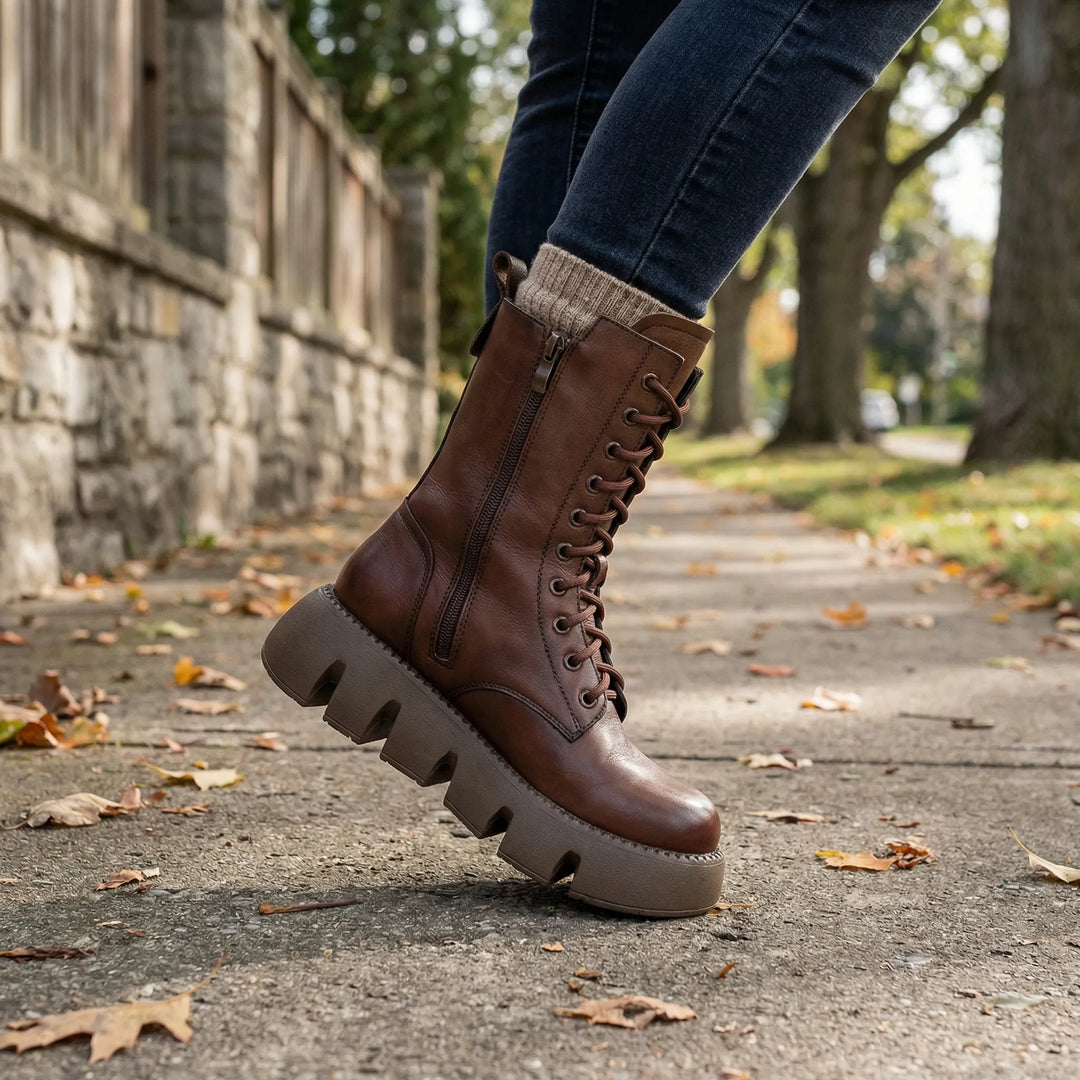 Dicker Plateaukampfstiefel - Marla