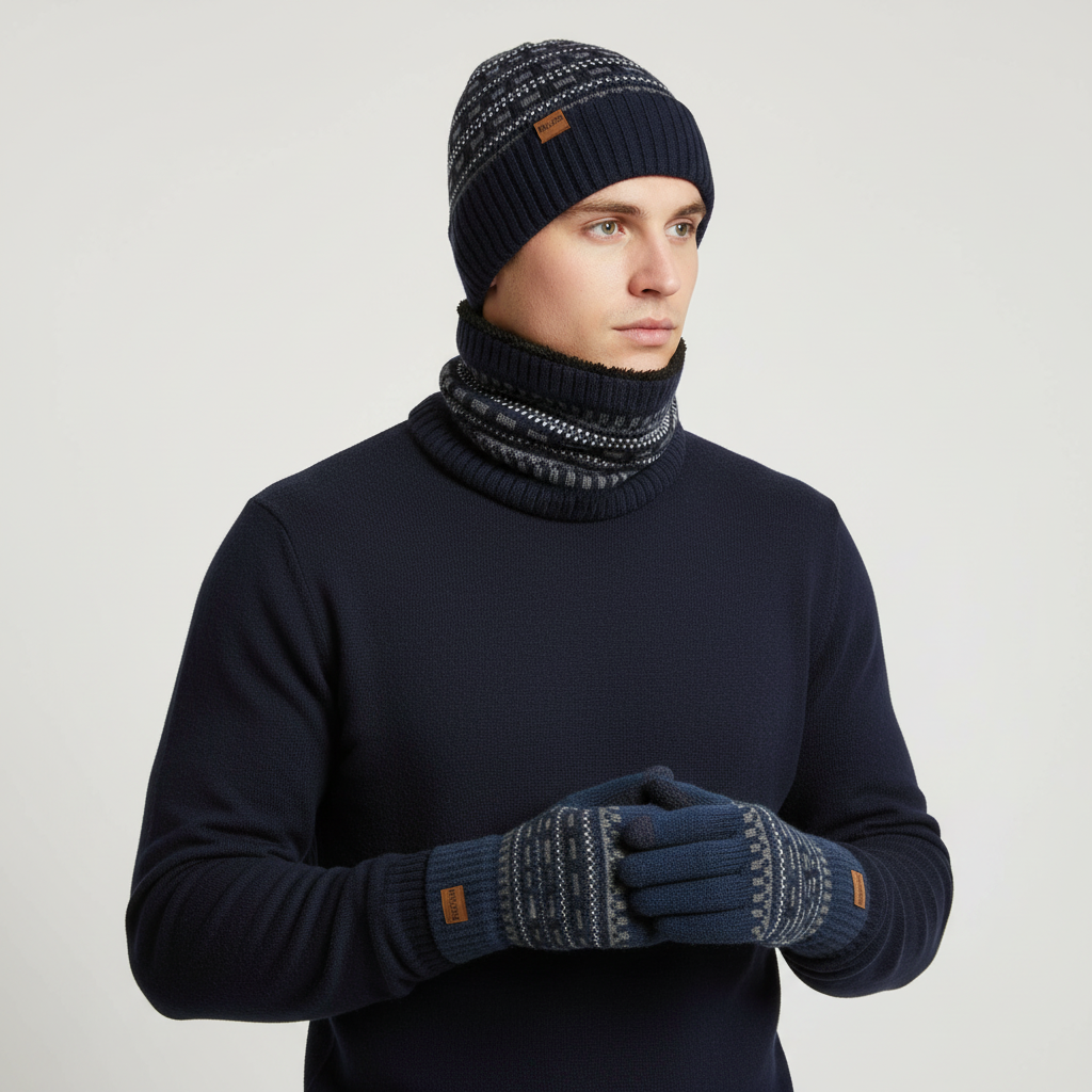 Dreiteiliges Strickset Mit Fleecefutter - Fleeceon
