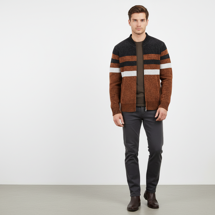 Gestreiftes Herbstvest - WarmKnit