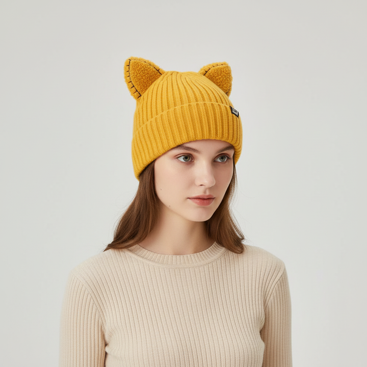 Gestrickte Wintermütze Mit Ohren - PurrHat