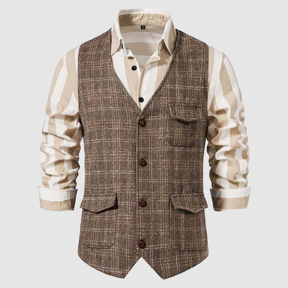 Vintage herrevest med ternet mønster – Henri