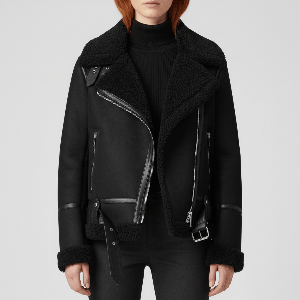 Klassische Lammfell-Inspirierte Jacke - Sophie
