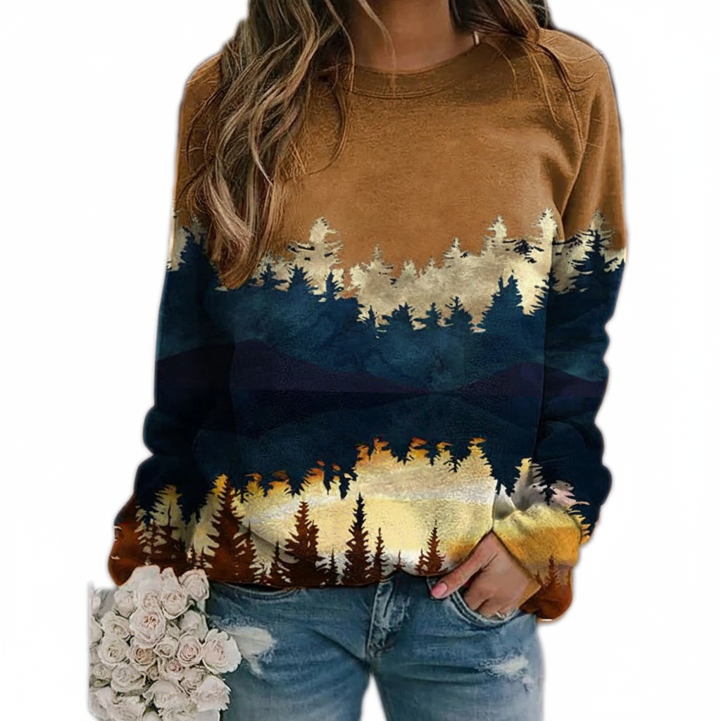 Landschaftsprint Pullover - Franziska