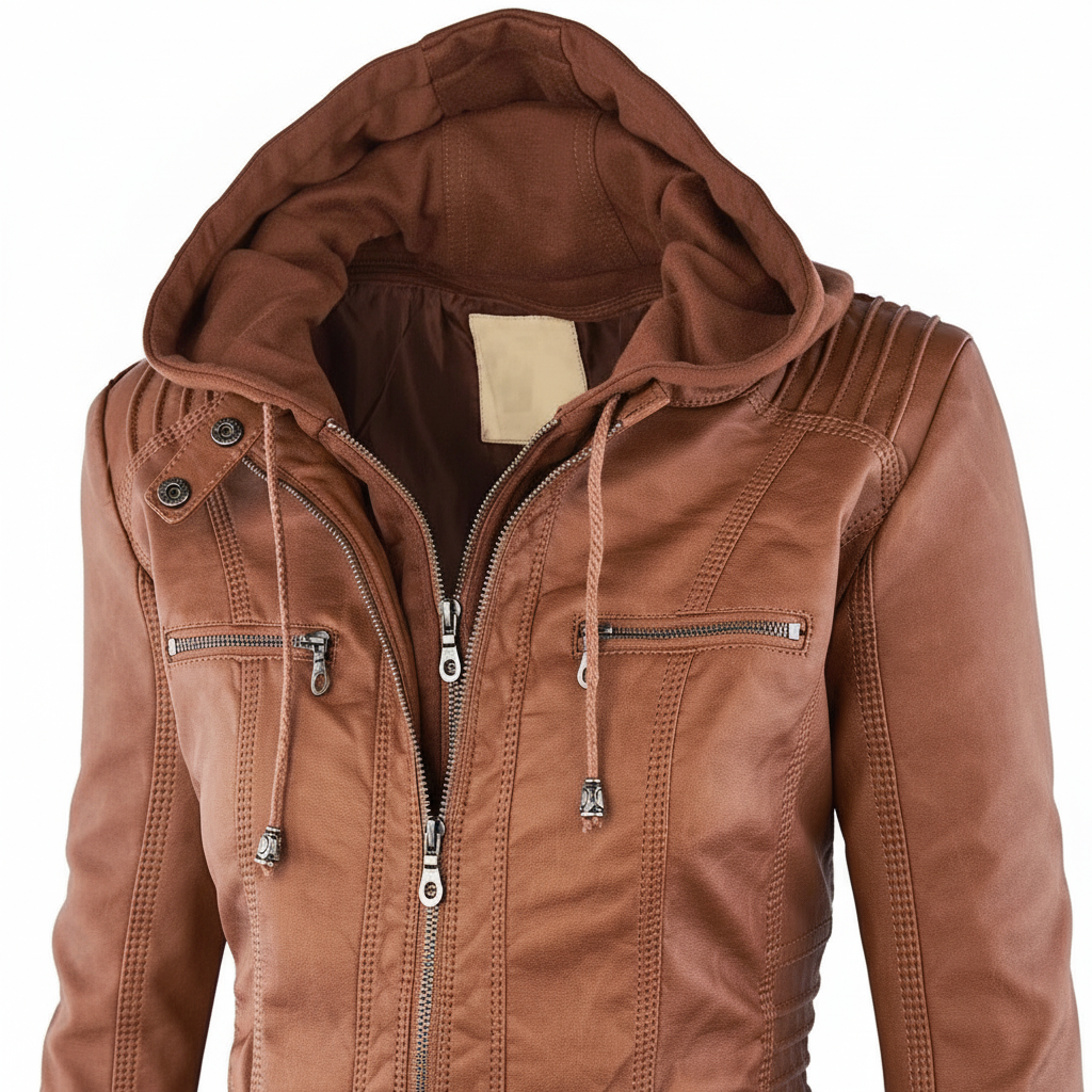 Lederjacke Mit Kapuze -  Elke