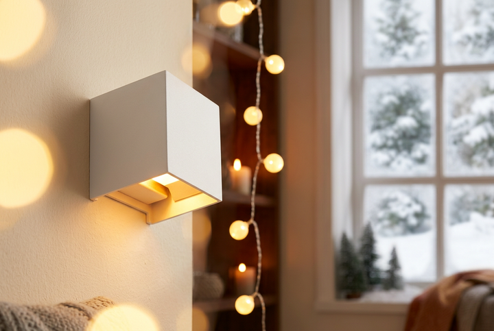Genopladelig sensorlampe i aluminium – 10 × 10 cm