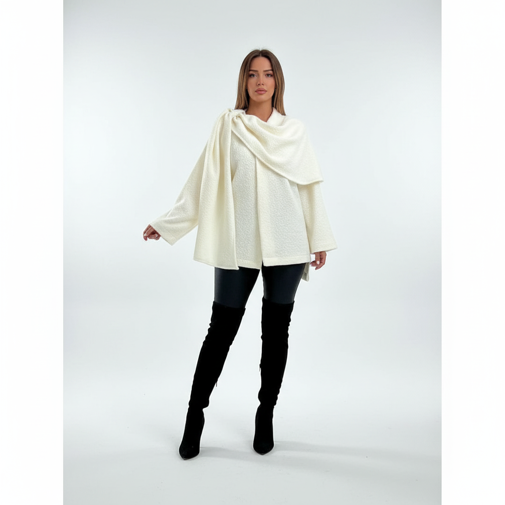 Damenponcho Mit Schaldetail - Lara