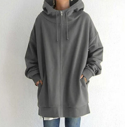Oversized dame hoodie med lynlås og hætte – Efterårsmagi Meliora