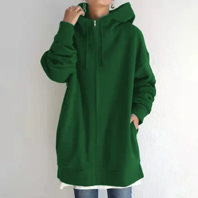 Oversized dame hoodie med lynlås og hætte – Efterårsmagi Meliora