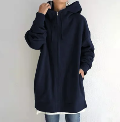 Oversized dame hoodie med lynlås og hætte – Efterårsmagi Meliora