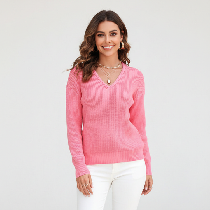 V-Ausschnitt Gestrickter Pullover -  Antonia