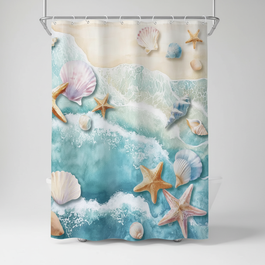 Wasserdichter Polyester Duschvorhang - Coastella