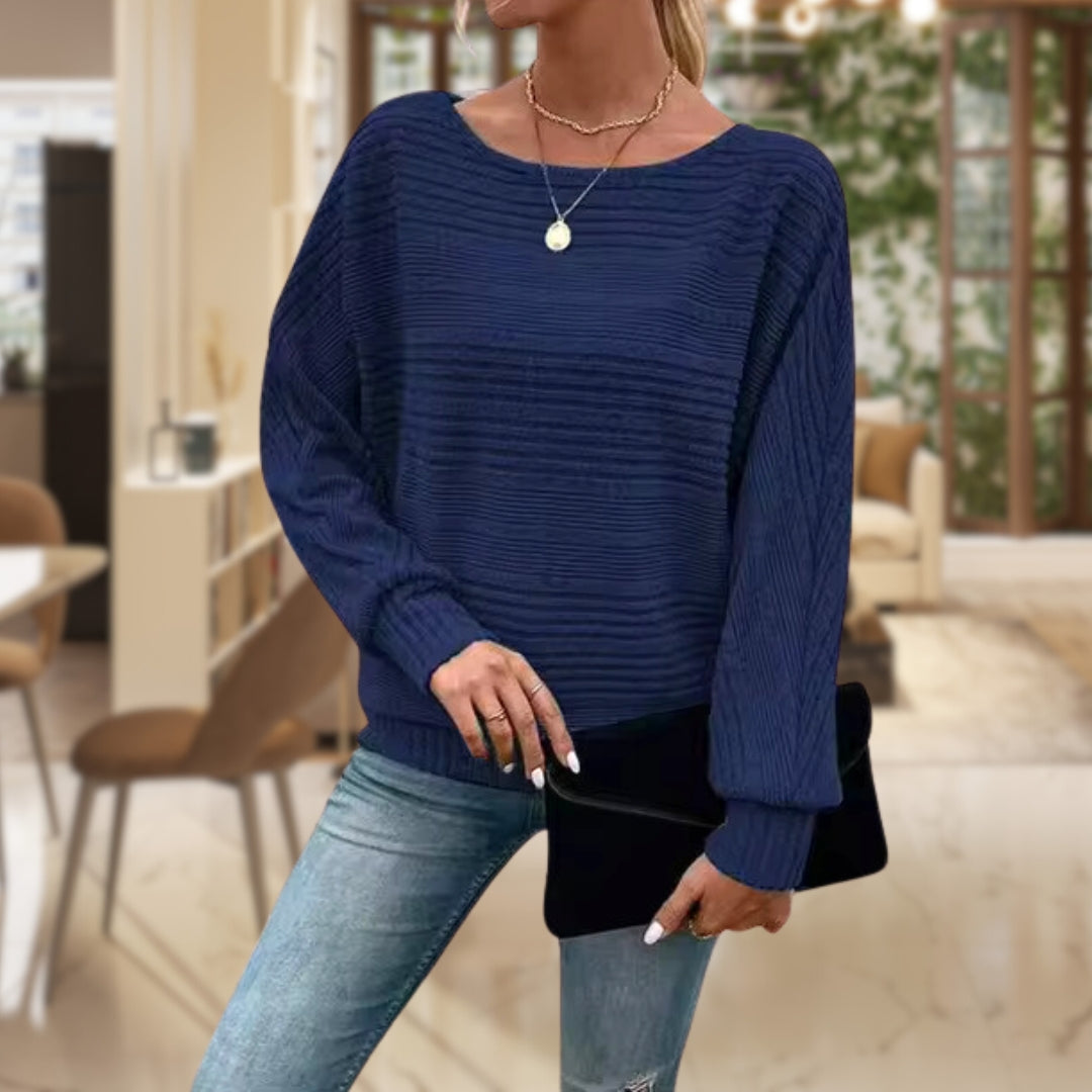 Stribet dame strikpullover – Zorine