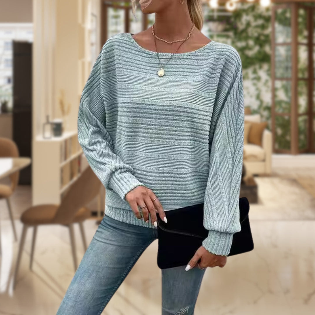 Stribet dame strikpullover – Zorine