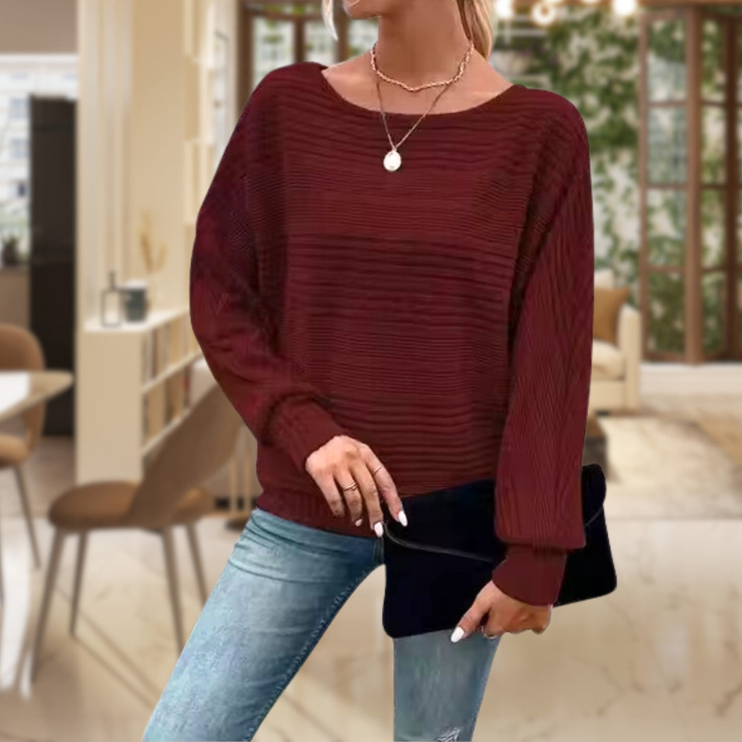 Stribet dame strikpullover – Zorine