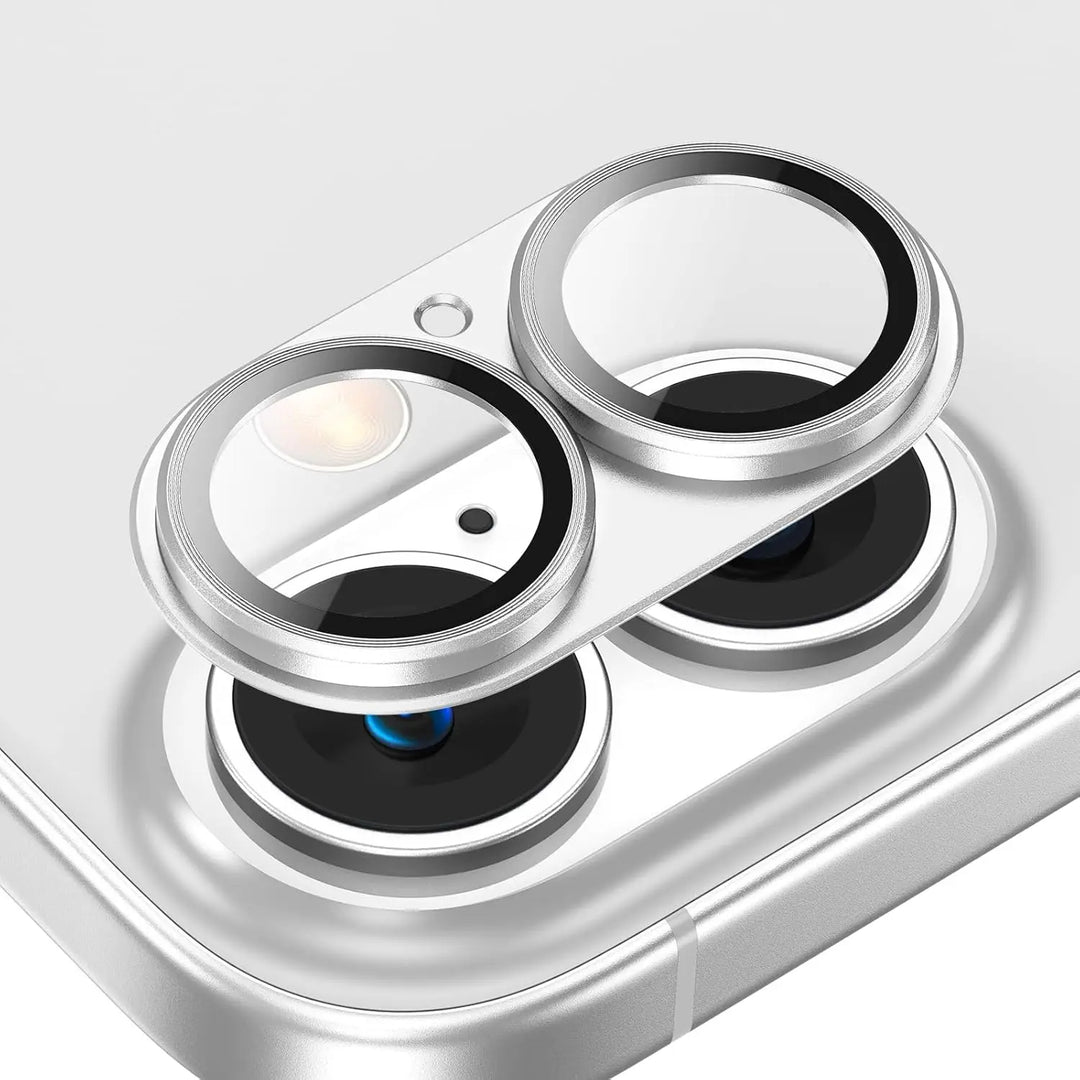 Metal Camera Lens Protector with Tempered Glass for iPhone – 1+1 FREE-Silver-For iPhone 14-State of Style