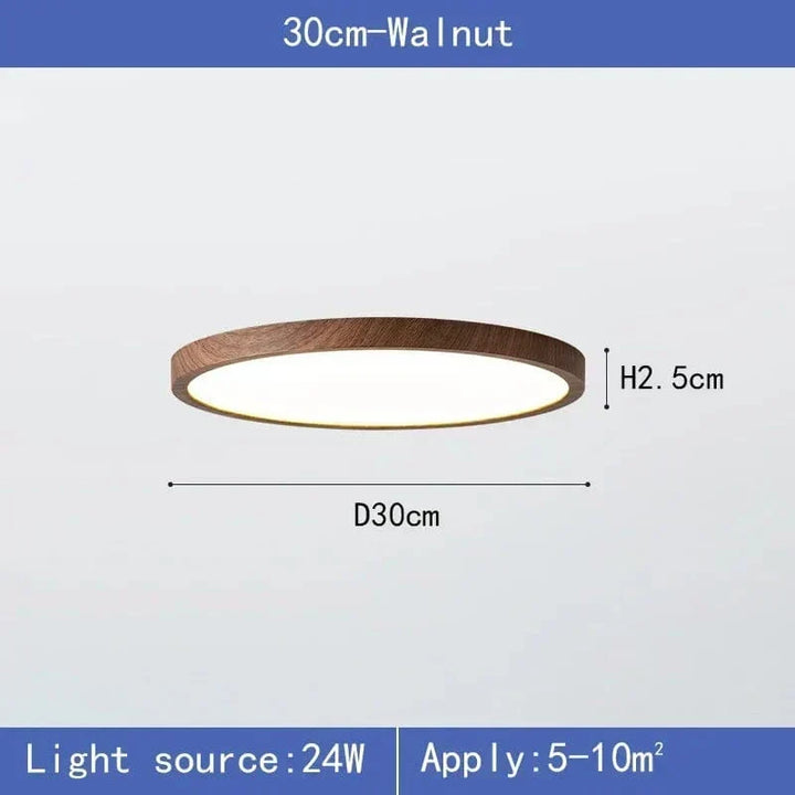 Produktbillede af den mørke lampe på 30 cm med angivelse af diameter og højde samt pære og anvendelsesareal. 7