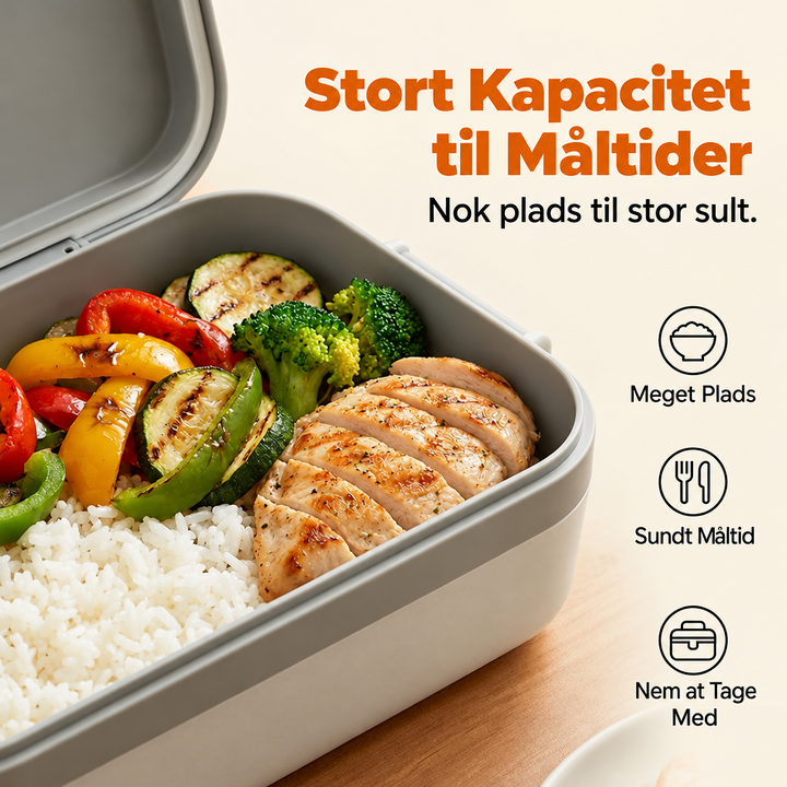 Ledningsfri selvopvarmende elektrisk frokostboks med indsats i rustfrit stål
