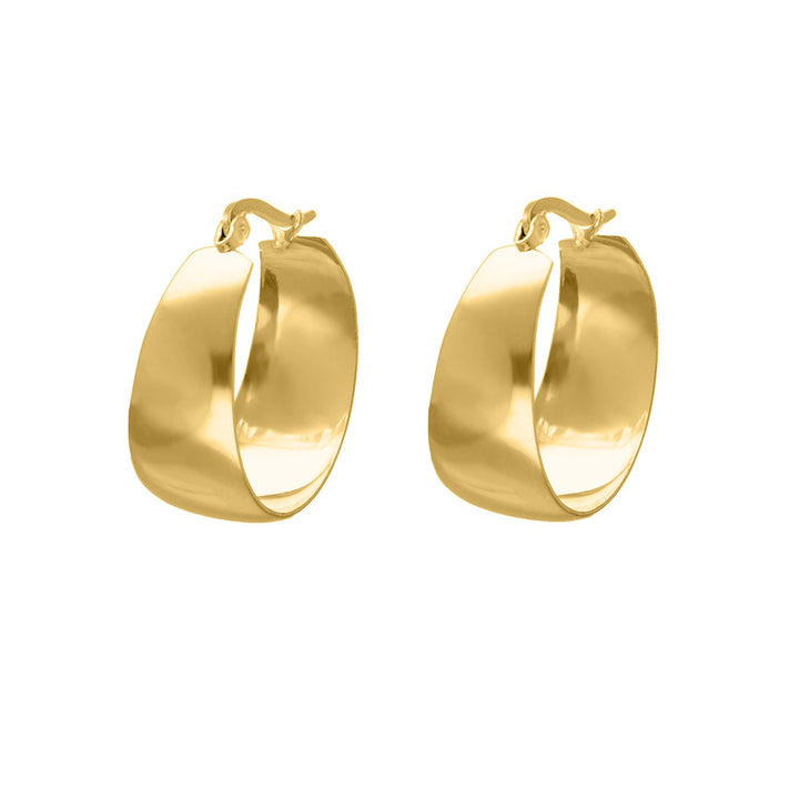Große goldfarbene Statement-Creolen, modische Ohrringe, glänzend, Schmuckaccessoire.