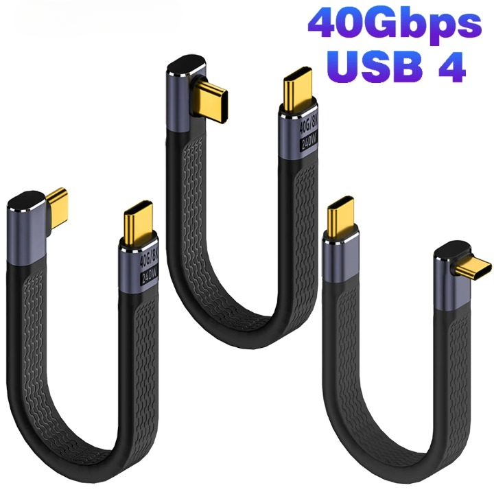 USB4 Elbow Connector Cable – 40Gbps, 240W PD & 8K Video Output (Buy 1, Take 1 FREE)-240W 40Gbps FPC U-State of Style